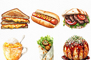 Watercolor Street Food Clipart, an Illustration by Craft Nest (Thumbnail 5 of 6)