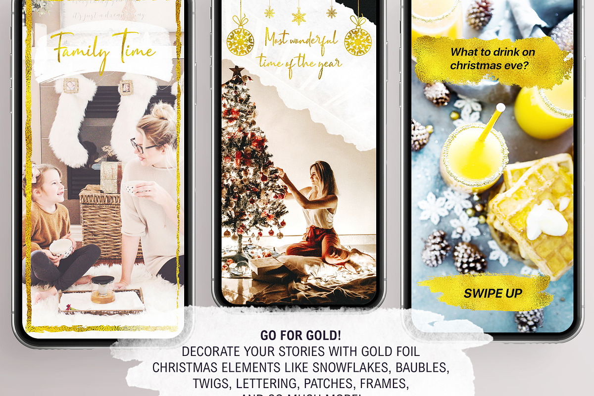 Gold Foil X-Mas Instagram Sticker, a Social Media Template by U + Me Studio (Photo 3 of 12)