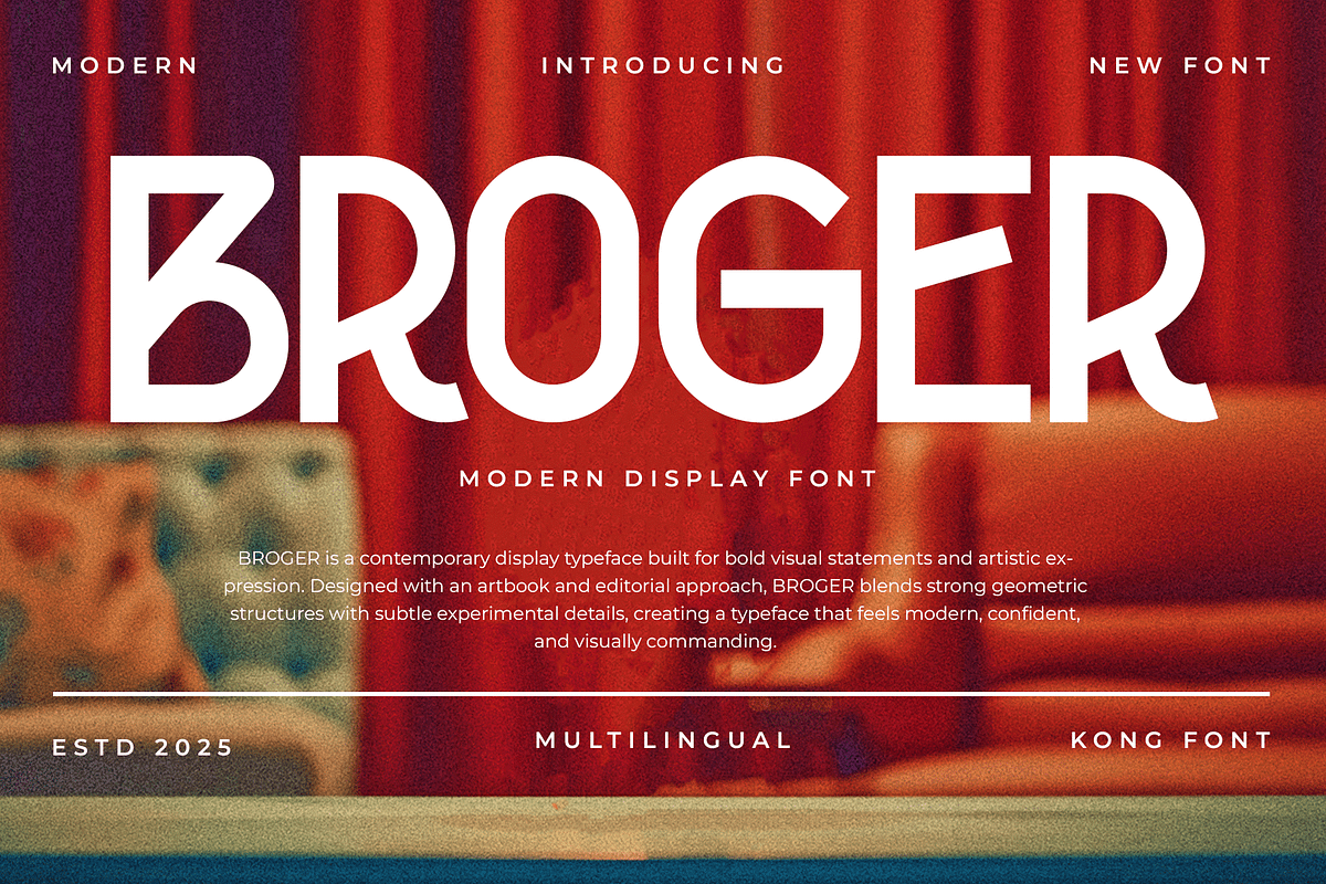 Broger - Modern Display Font, a Font by overlaytemplates (Photo 1 of 5)