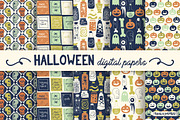 Halloween retro digital papers blue, a Graphic by Natalia Gonzalez (Thumbnail 1 of 4)
