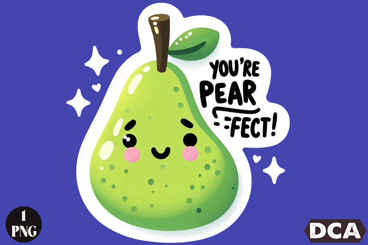 Funny,Youre Pear Fect Sticker PNG, an Illustration by DreamCafeArt (Photo 1 of 7)