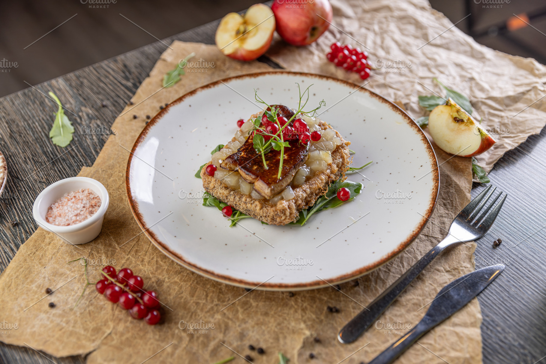 Fried foie gras on toast, a Photo by Grafvision photography