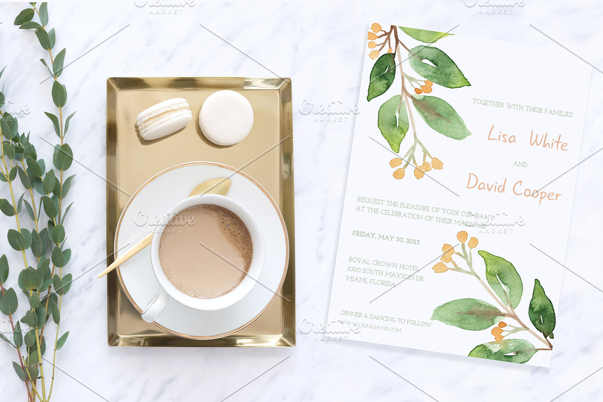 Floral Watercolor Wedding Invitation, an Invitation Template by Love Design (Photo 2 of 7)