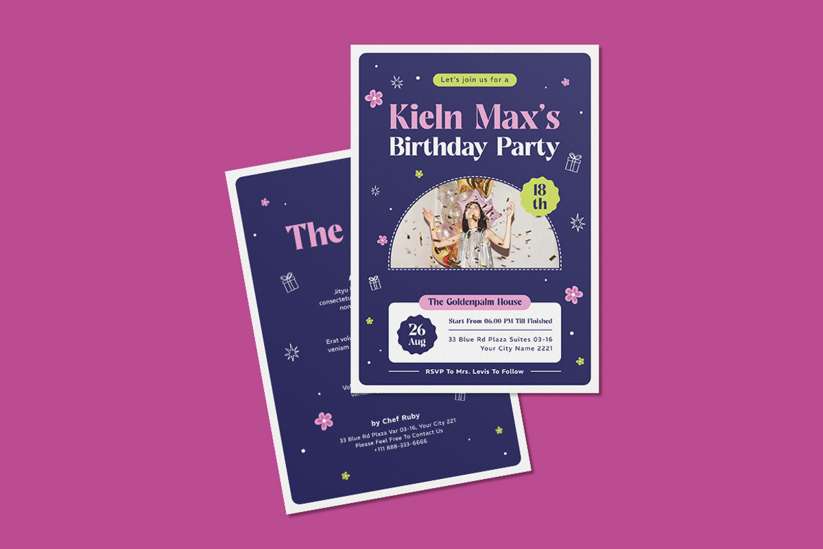 Leily Birthday Invitation Template, an Invitation Template by iDoodle Studio (Photo 3 of 3)