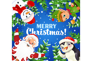 Cartoon Christmas characters Santa, an Illustration by Vector Tradition