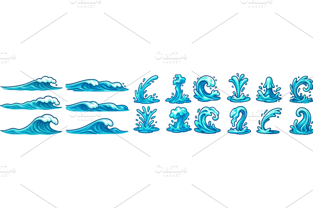 Dynamic blue water waves and, an Illustration by ZinetroN