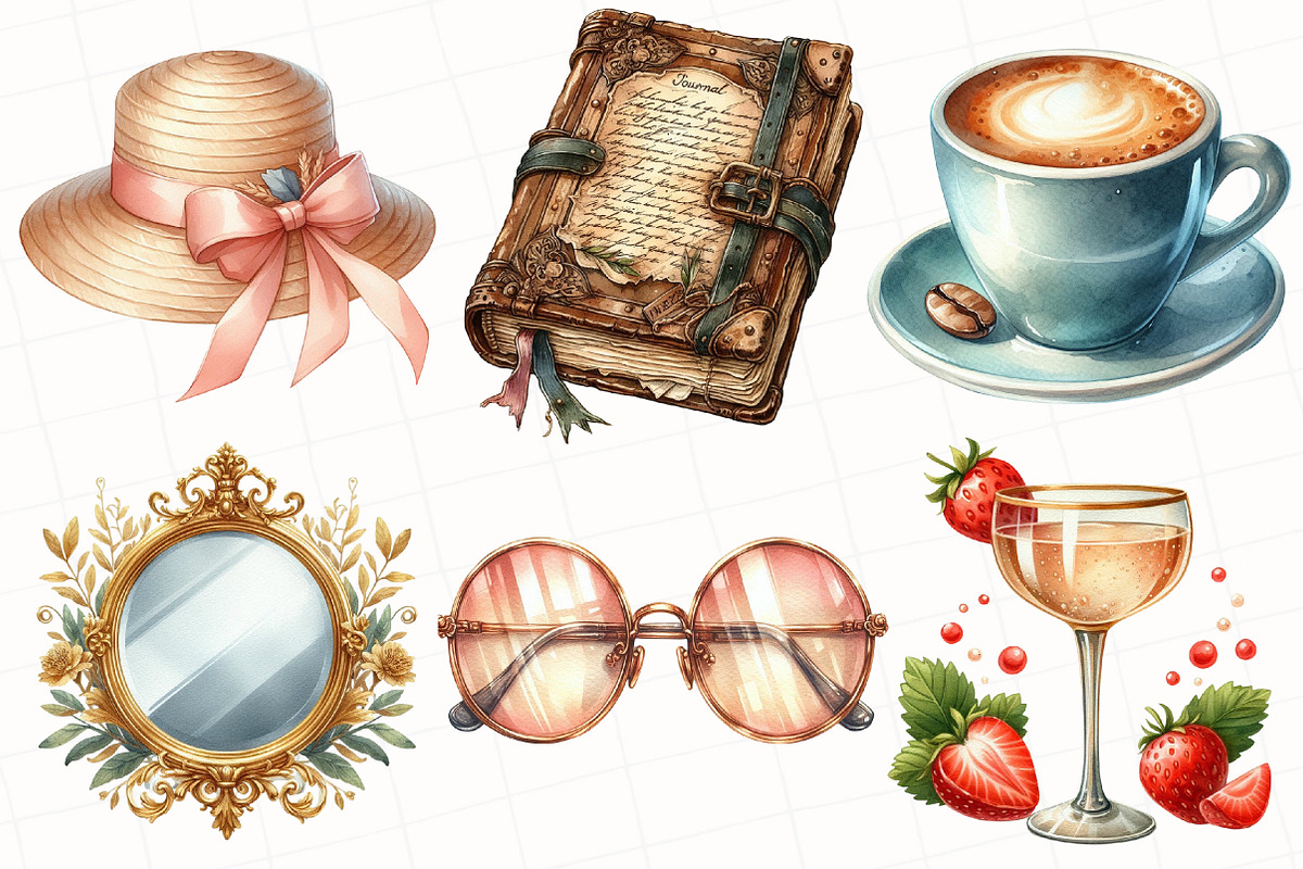 Watercolor Parisian Summer Clipart, an Illustration by OK Design (Photo 4 of 5)