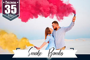 35 Smoke Bomb Overlays, colorful fog