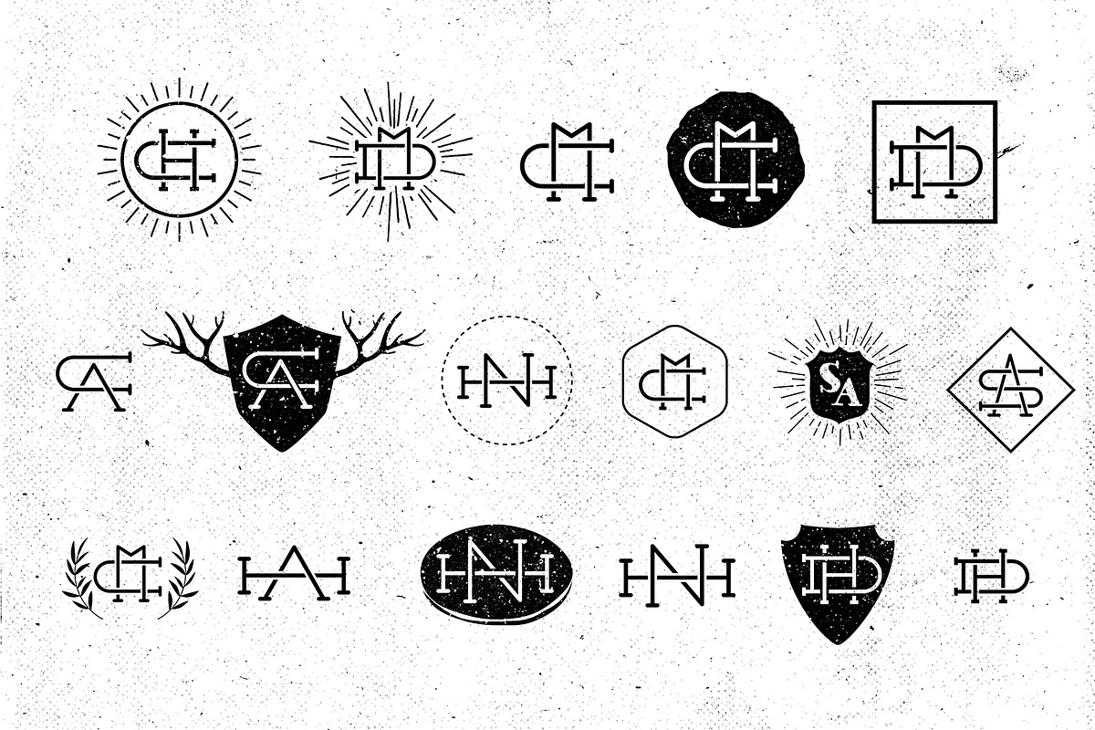 24 Vintage Logos + Monograms Pack, a Branding & Logo Template by DesignLux (Photo 4 of 5)