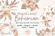 Watercolour Bohemian Florals Neutral, a Decorative Illustration by Bloomella (Thumbnail 1 of 8)