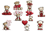 Valentines Teddy Bear Clipart, an Illustration by Craft Nest (Thumbnail 8 of 11)