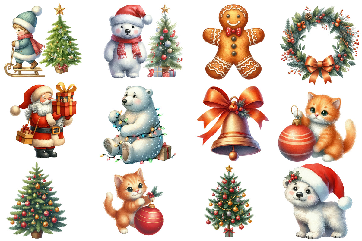 Retro Christmas Clipart, an Illustration by Designworld (Photo 3 of 4)