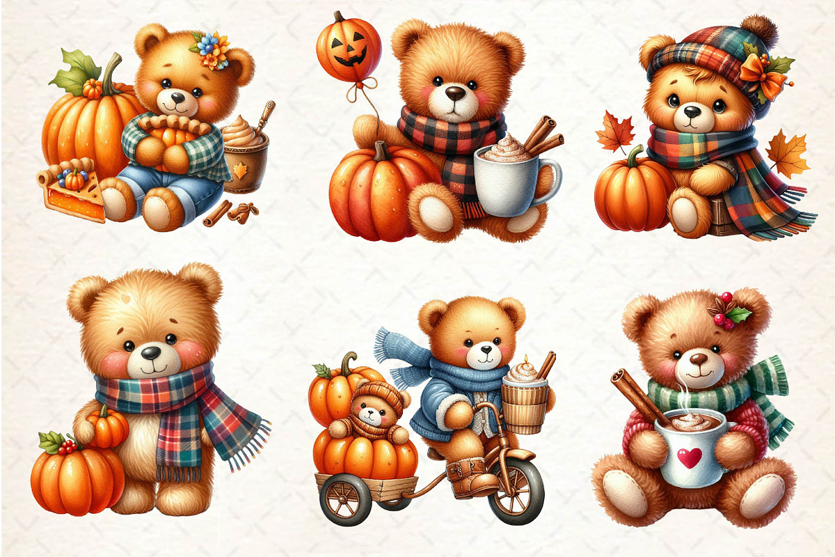Autumn Teddy Bear Clipart, an Illustration by Dream Creation (Photo 6 of 6)