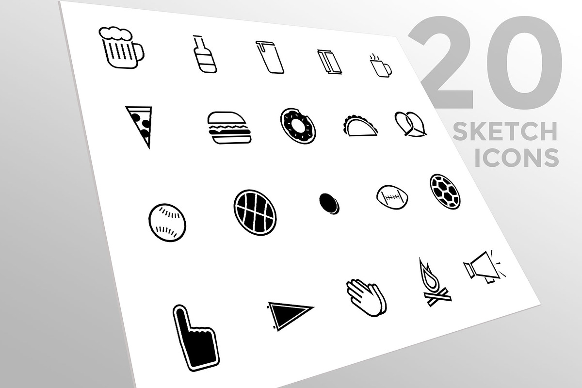 Sports, Food, and Beer Line Icons, an Outline Icon by Jason Yingling (Photo 1 of 3)