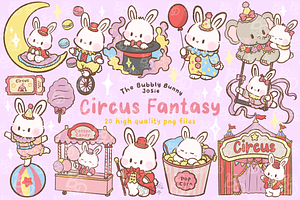 Circus Fantasy Bunny Clipart Set, an Animal Illustration by Blumensdiary