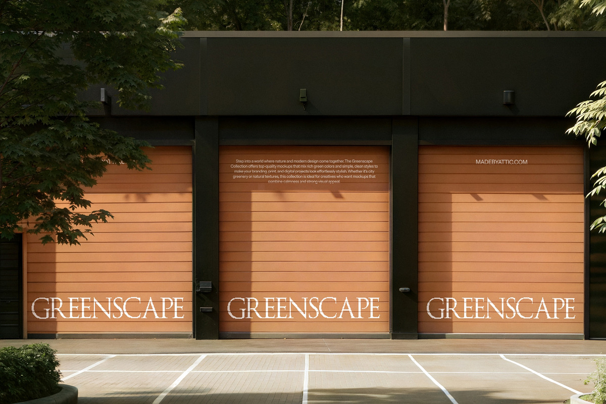 Greenscape 07 : Triple Garage Door, an Advertising Mockup by Made by Attic (Photo 2 of 2)