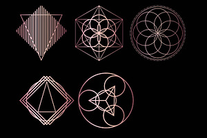 Rose Gold Sacred Geometry Clipart