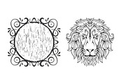 Lion Vector + frame, an Illustration by weervector (Thumbnail 3 of 3)