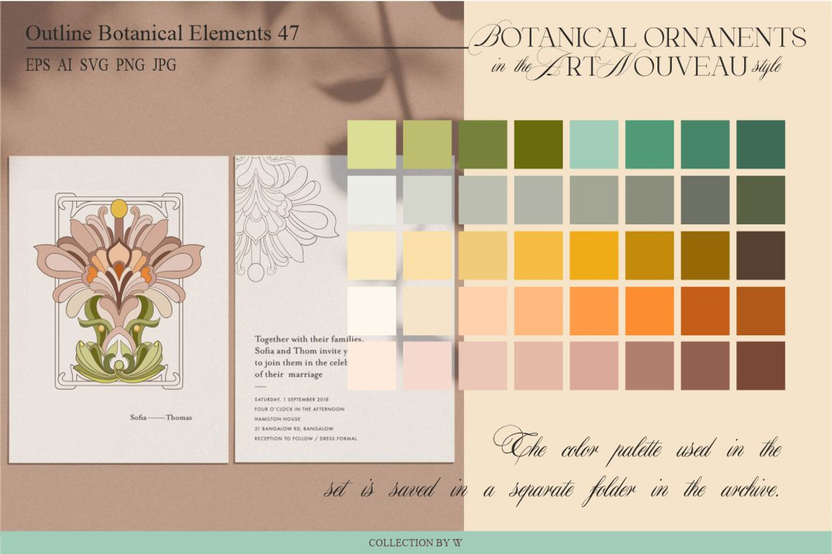 Art Nouveau Botanical Ornaments III, a Pattern Graphic by Collection by VY (Photo 3 of 8)