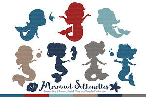 Mermaid Silhouettes in Americana, an Illustration by Amanda Ilkov