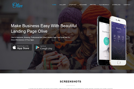 Olive - App Landing HTML Template, a HTML Template by helenshop
