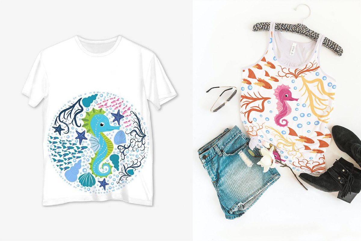 Seahorse Seamless Patterns, a Pattern Graphic by Michiru13 (Photo 21 of 23)