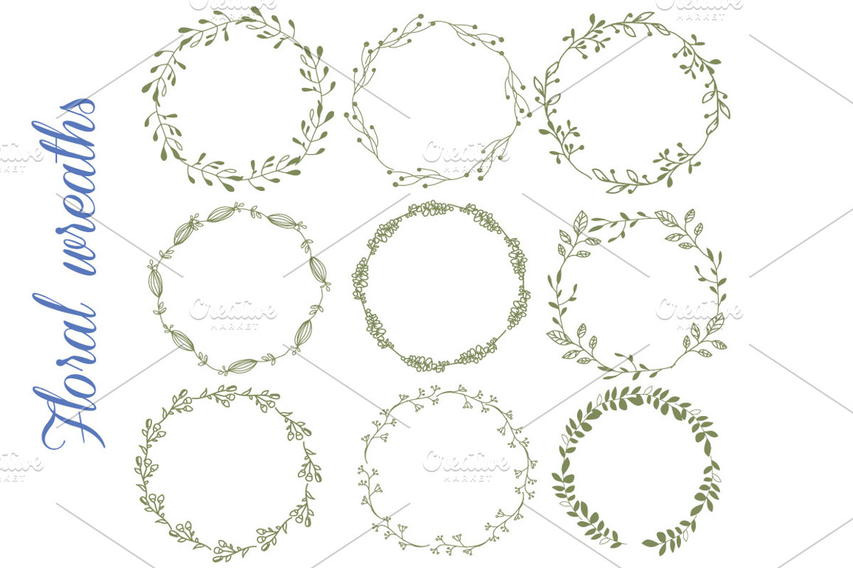 floral wreaths, a Decorative Illustration by Lesia.kabakova