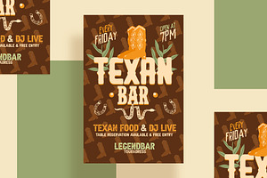 Texan Bar Party Flyer