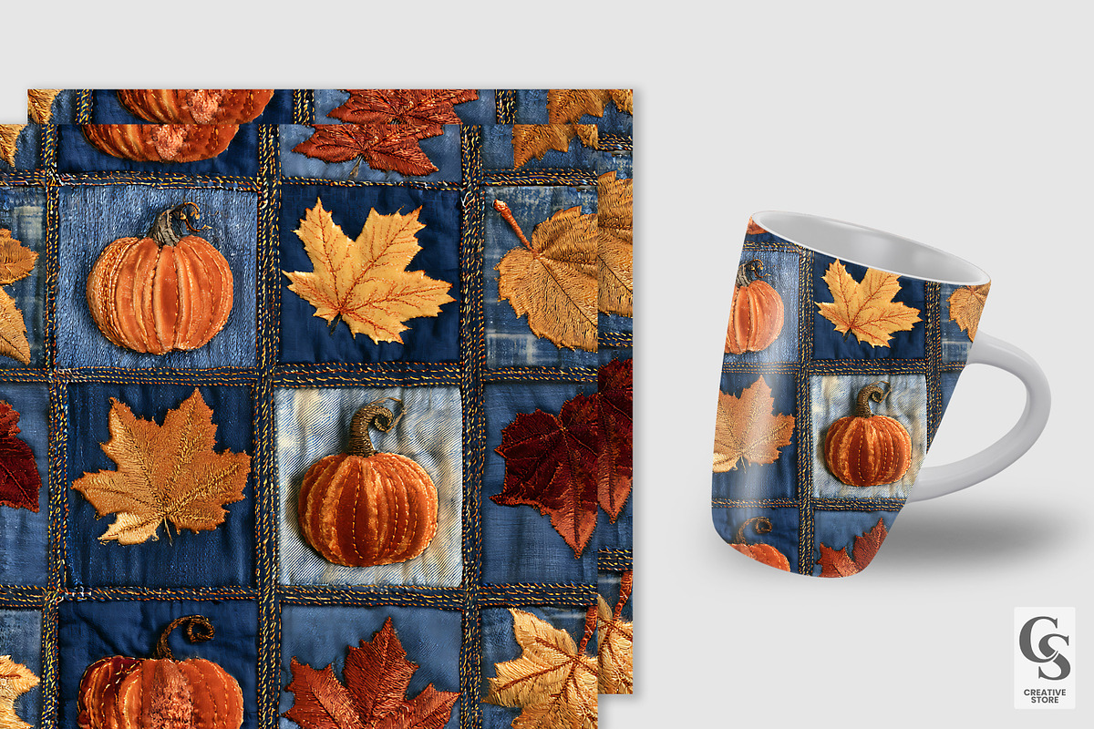 Farmhouse Denim Patchwork Pattern, a Pattern Graphic by Creative Store (Photo 3 of 5)