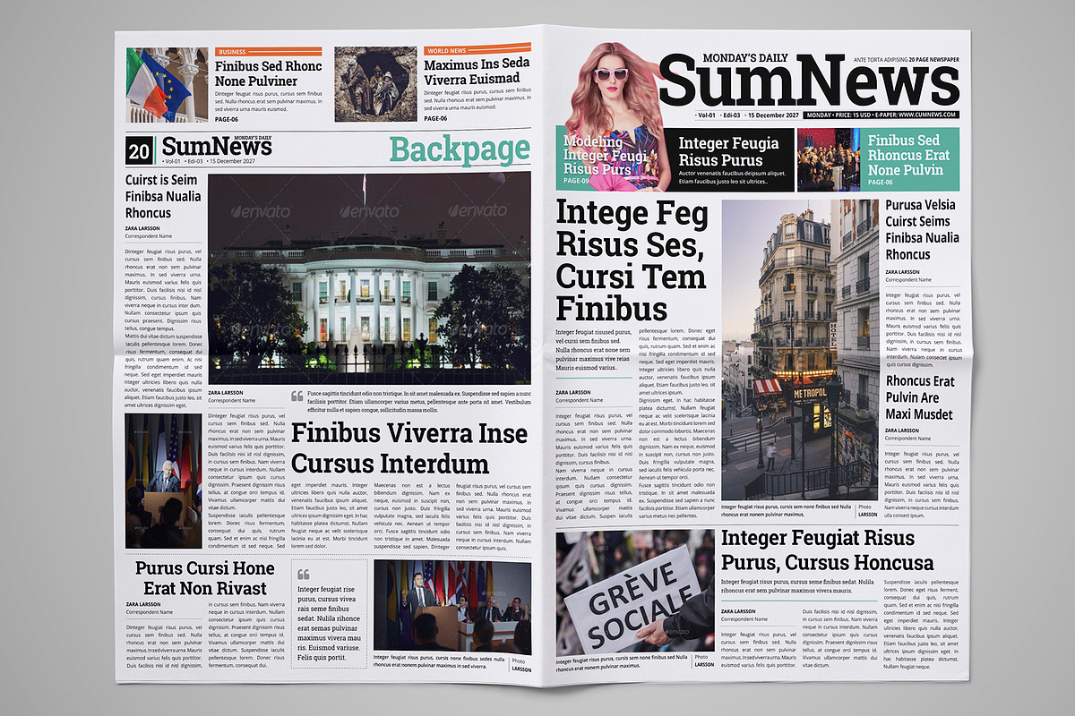 Newspaper Design Template | Creative Market