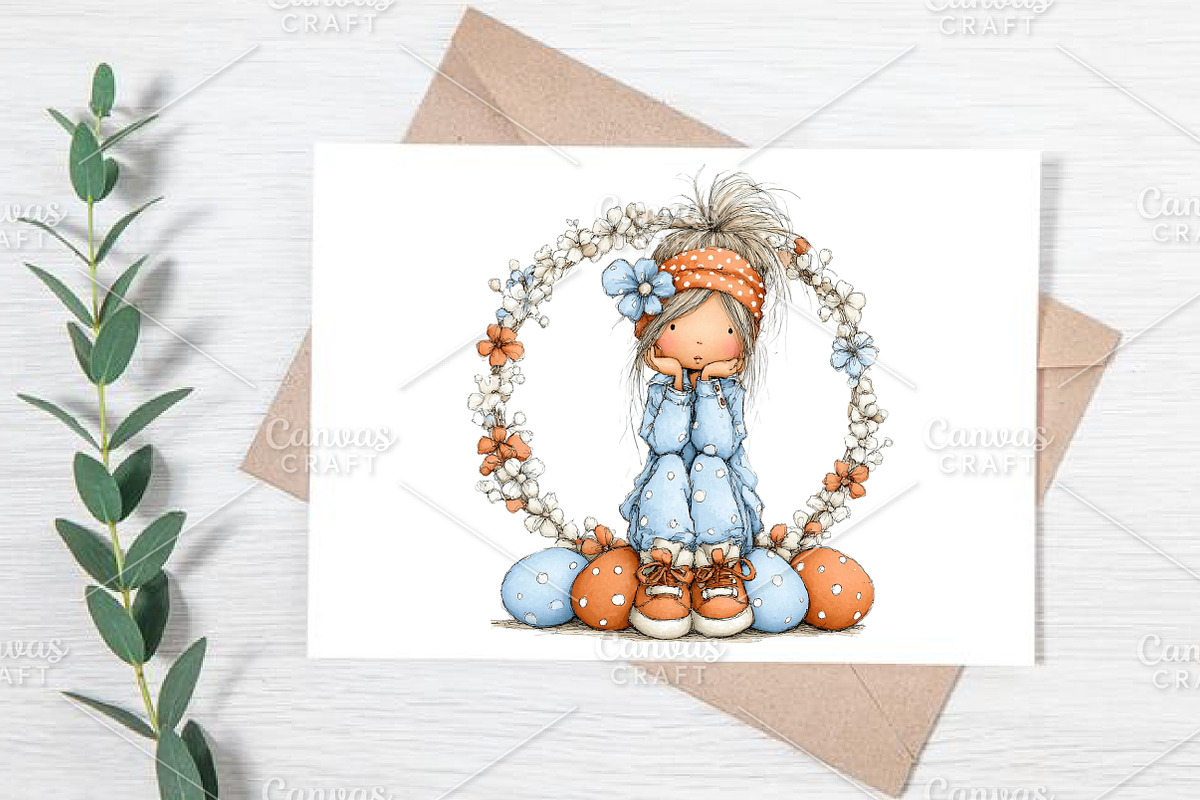 Whimsical Easter Girl Clipart Bundle, an Illustration by Canvas Craft (Photo 5 of 7)