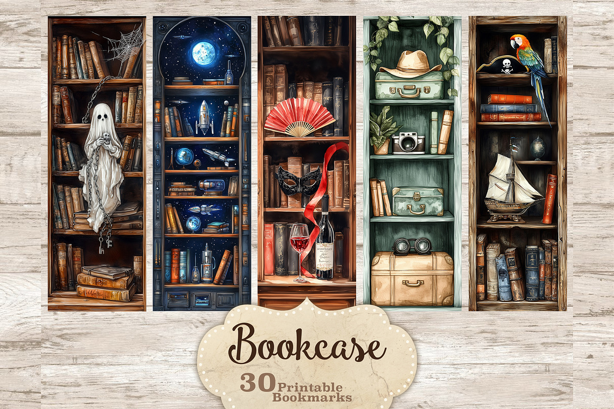 Bookcase Bookmarks, an Object Illustration by GlamArtZhanna (Photo 1 of 9)