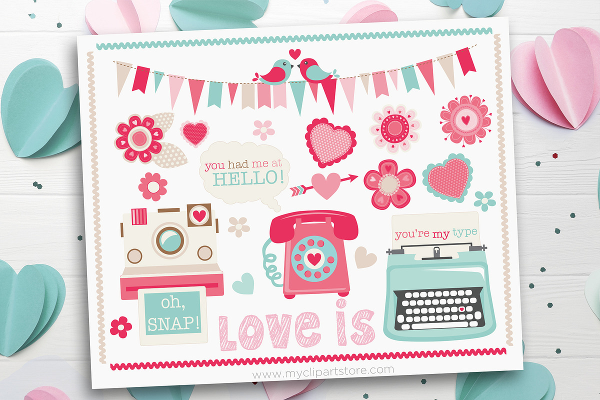 Valentine Retro Technology Clipart, an Illustration by MyClipArtStore (Photo 1 of 2)
