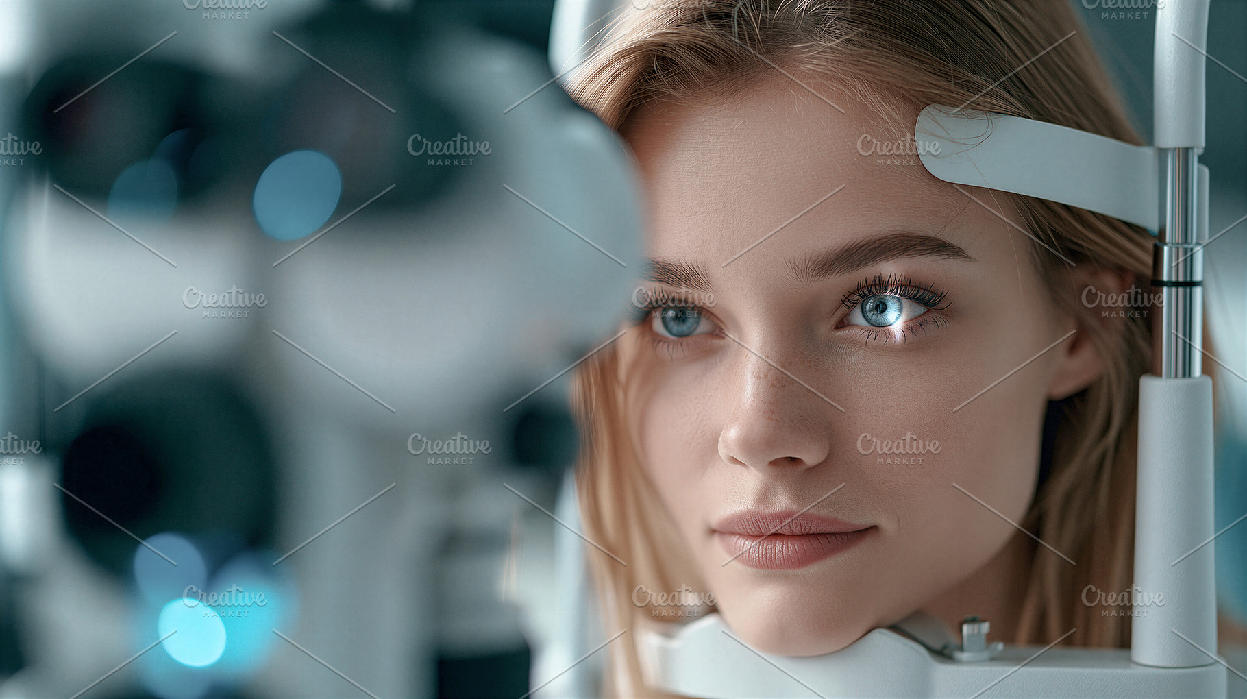Woman undergoing eye examination, a Health & Medical Photo by 7DesignLab