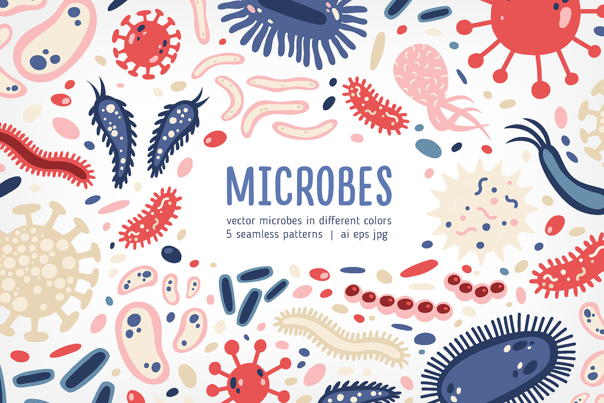 Microbes set and seamless, an Animal Illustration by Good Studio (Photo 1 of 14)