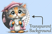 Whimsical Graduation Cat Clipart PNG, a Seasonal Illustration by Canvas Craft (Thumbnail 2 of 10)