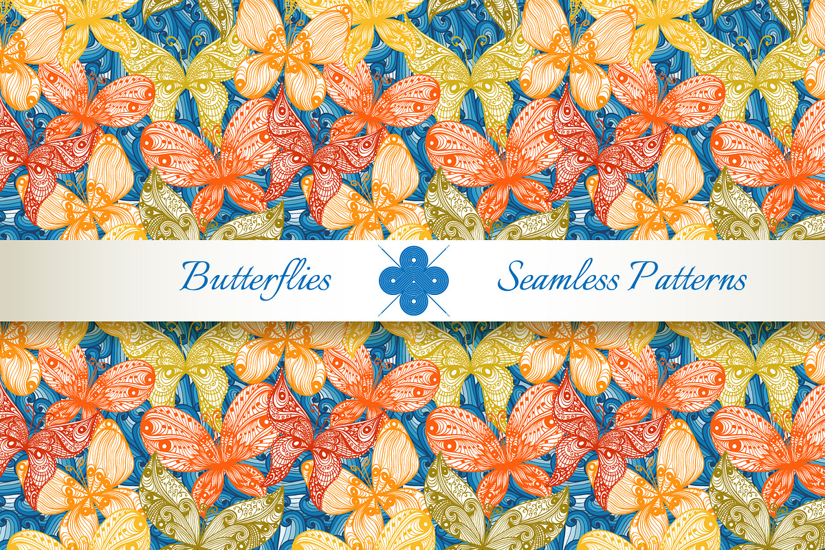 Butterflies seamless patterns, a Pattern Graphic by Patternalized (Photo 3 of 5)