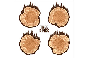 Round tree trunk cuts with trees and, an Object Illustration by 32pixels