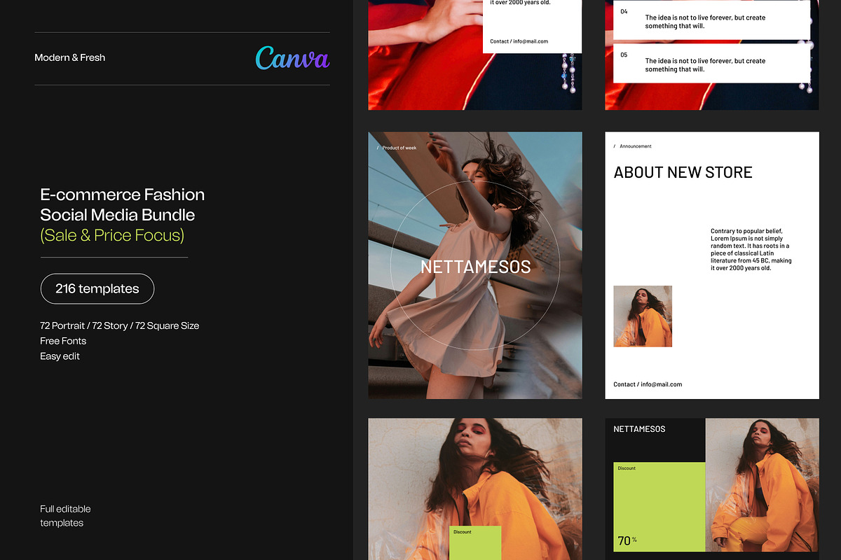 Fashion E-Commerce Post Bundle, a Social Media Template by Wolf Theory Studio (Photo 2 of 10)
