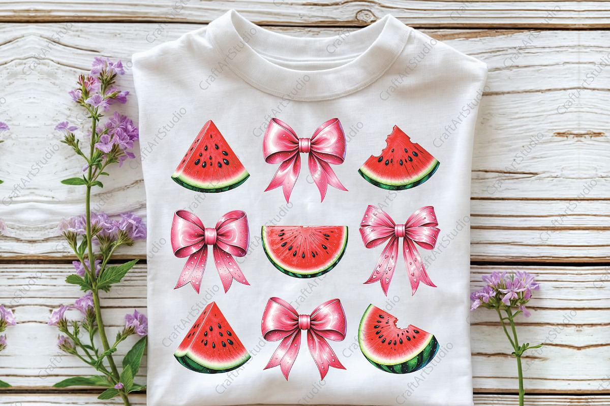 Coquette Watermelon Bows Summer PNG, an Illustration by CraftArtStudio (Photo 2 of 4)