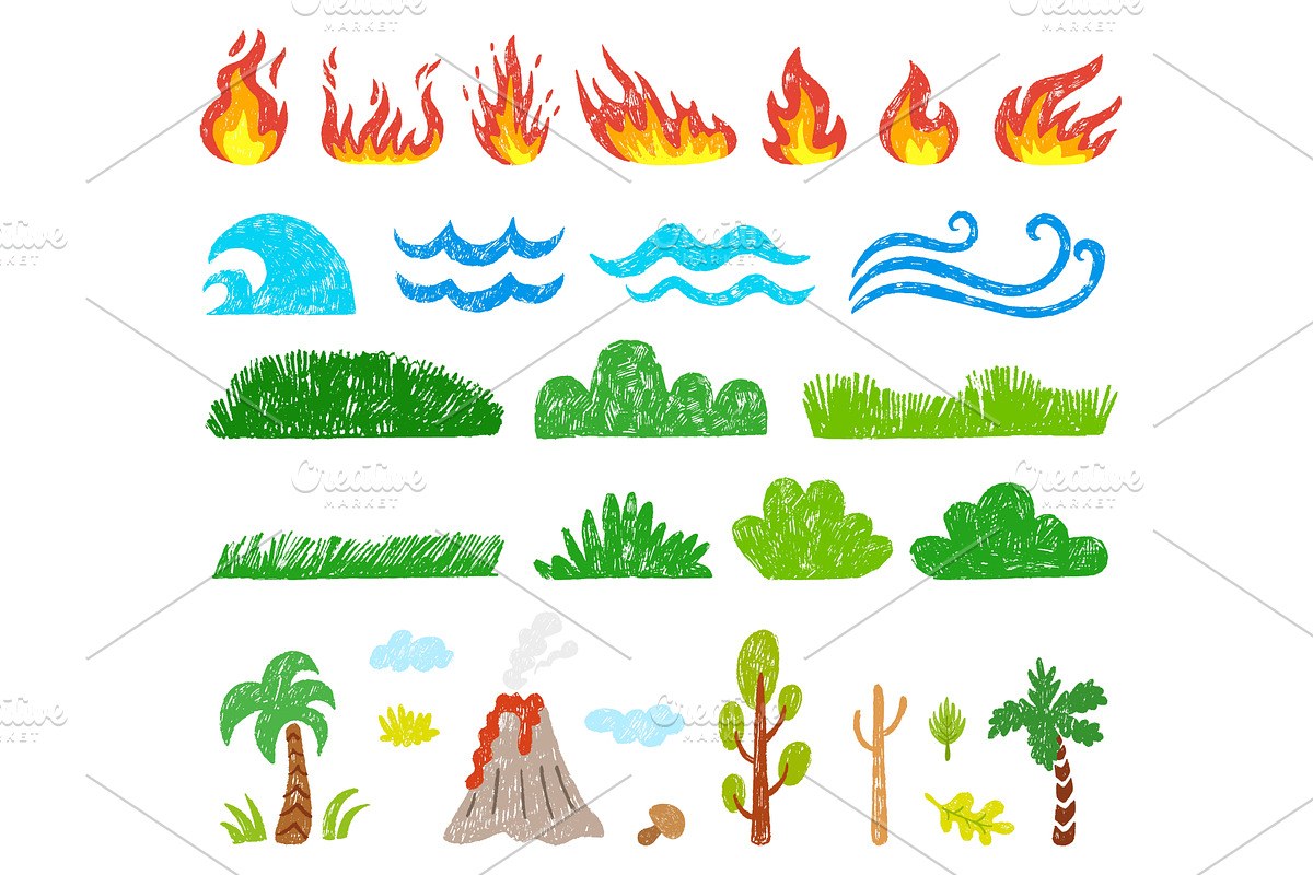 Nature elements clipart. Green grass, an Illustration by Valerie Bodnar