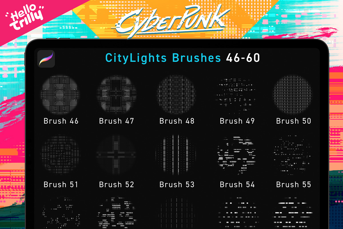 30 more CyberPunk Procreate Brushes, a Brush Add-On by Hello Trilly (Photo 4 of 6)