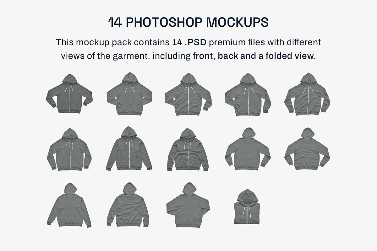 Bella Canvas Mens Zip Hoodie Mockups, a Hoody Mockup by GraphicHero (Photo 2 of 9)