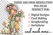 Whimsical Girl And Puppy Clipart, an Illustration by Daily.Designs (Thumbnail 2 of 5)
