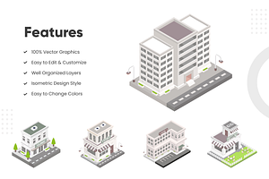 Isometric City Building Illustration