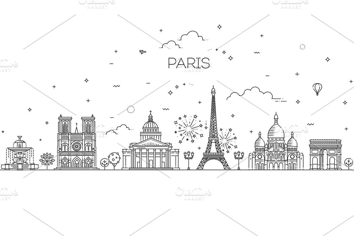 Paris Architecture Line Skyline, an Outline Icon by Tettygreen (Photo 2 of 3)
