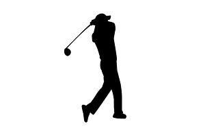 vector of silhouette golfer, a Person Illustration by charnsitr