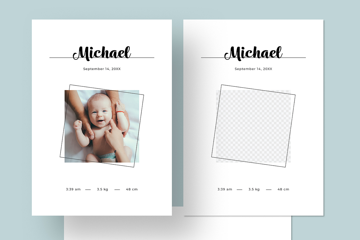 Modern Newborn Photo Birth Card, a Card Template by Filip Studio (Photo 2 of 3)