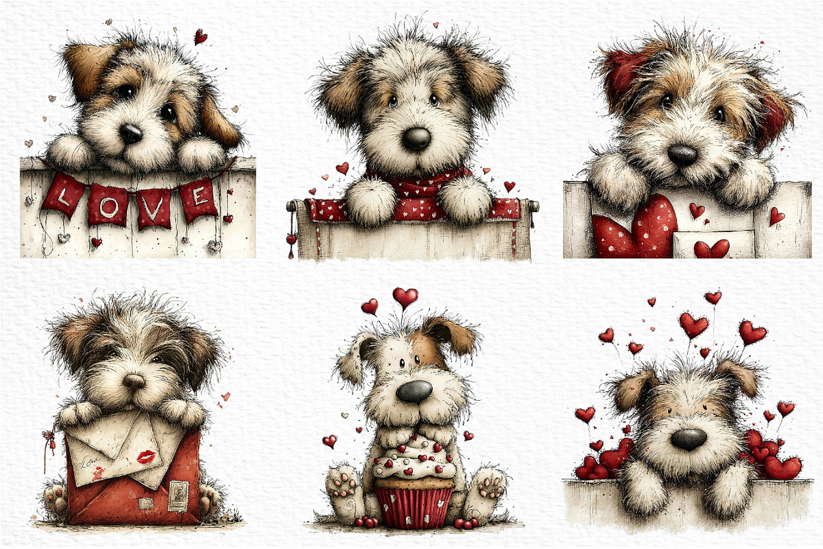 Funny Valentine Peeking Dog Clipart, an Illustration by Craft Nest (Photo 5 of 11)