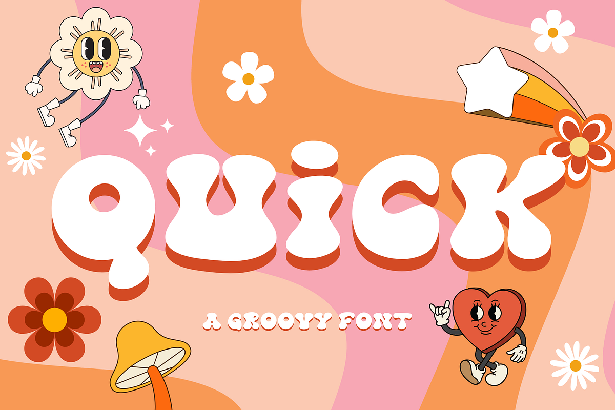 Quick is a retro groovy display font, a Handwritten Font by Brown Cupple (Photo 1 of 6)